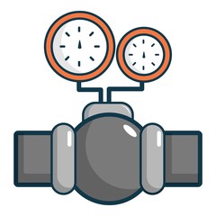 Gauges on pipeline icon, cartoon style