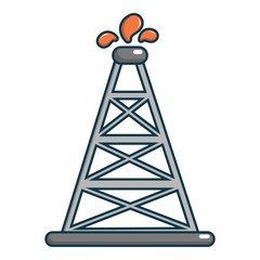 Oil rig icon, cartoon style