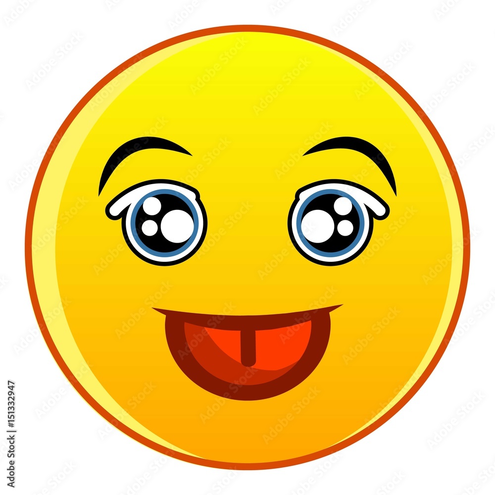 Sticker Smiling yellow emoticon icon, cartoon style - Stickers