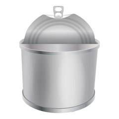 Opened tin can mockup, realistic style