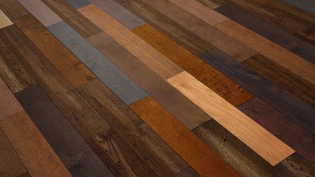 Pan across Mixed Species wood flooring background pattern 