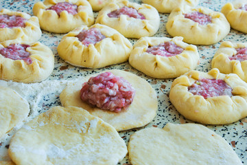 preparation of dough and baking pies