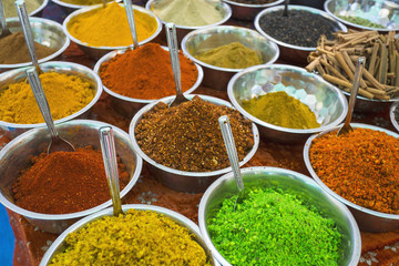 Sale of spices in the markets of India