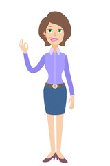 Businesswoman showing a okay hand sign