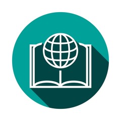 open book and globe icon stock vector illustration flat design