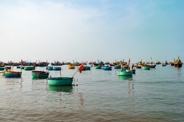 Fototapeta na wymiar Vietnamese basket fishing boats