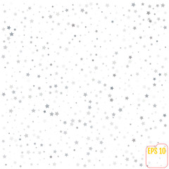 Fototapeta na wymiar Silver glitter falling stars. Silver sparkle star on white background. Vector template for New year, Christmas, birthday, party, wedding, card, invitation, flyer, voucher, web, header. Star confetti.