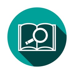 open book and search icon stock vector illustration flat design