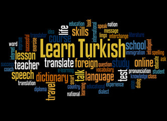 Learn Turkish, word cloud concept 2