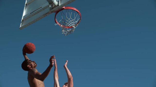 Super slow motion shot of basketball basketball slam dunk, shot on Phantom Flex 