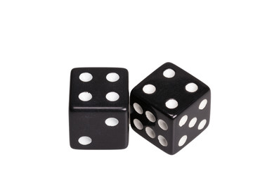 Two dice showing two four