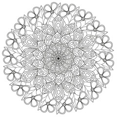 Black and white floral pattern for coloring book in doodle style. Vector elements for design. Good for art therapy, zentangle-style meditation and design of wrapping and textile.