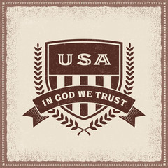 Vintage USA In God We Trust Label - obrazy, fototapety, plakaty