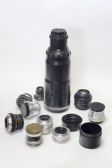 set of old Soviet lenses for different types of shooting