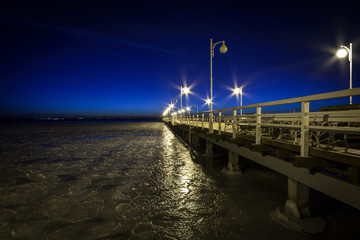 Fototapeta na wymiar Pier at night - Jurata, Poland