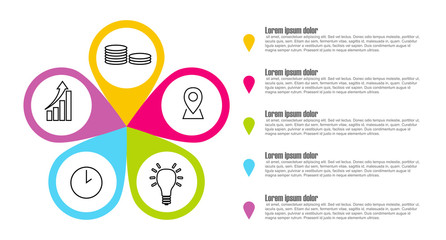five step pointer vector infographic template with icons