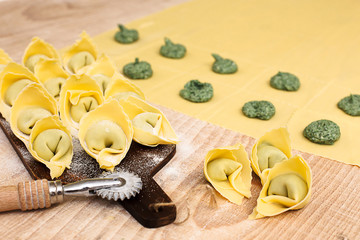 Preparation of egg pasta and ravioli stuffing