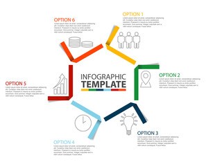 Obraz premium six step paper infographic template with icons