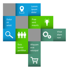 six step vector square infographic template with icons