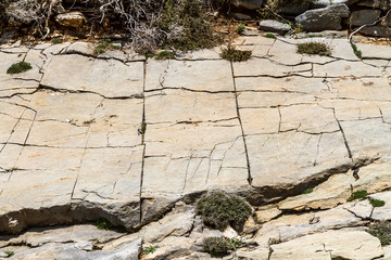 Layered rock formation on the Mediterranean island Crete