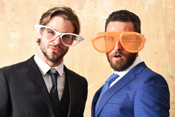 handsome bearded businessmen with funny glasses