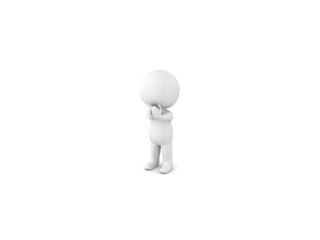 3D Character holding his hands up and praying zoomed out