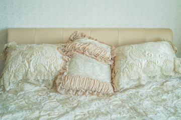 Luxury bed in romantic style bedroom