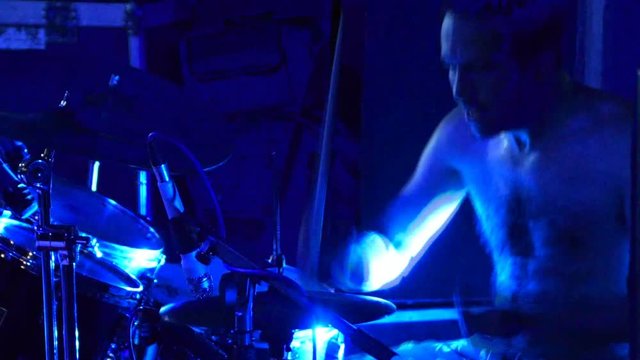 the drummer plays the drums