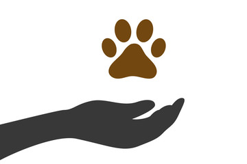 Hand hält Pfote