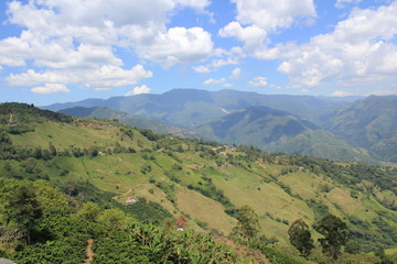 Fototapeta premium Paisaje, desde la Casa de la Cultura Los Fundadores. Armenia, Antioquia, Colombia.