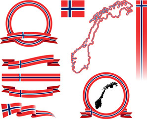 Norway Banner Set. Vector graphic banners and ribbons of Norway.