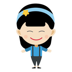 Girl portrait fun happy young expression cute teenager cartoon character little kid flat vector illustration.