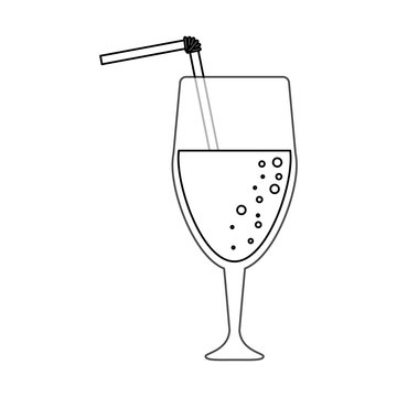 tropical cocktail icon image vector illustration design single black line