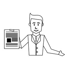 businessman holding document icon image vector illustration design single black line