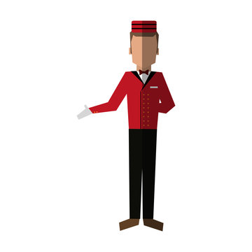 bellboy in uniform icon image vector illustration design 