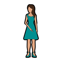 faceless woman with long hair wearing dress and heels icon image vector illustration design 