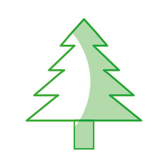 tree icon with green line over white background vector illustration