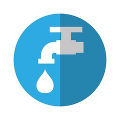 water faucet with drop icon over blue circle background  vector illustration