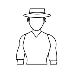 faceless man wearing hat icon image vector illustration design  single black line