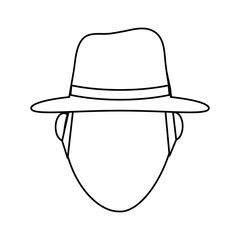 faceless man wearing hat icon image vector illustration design  single black line