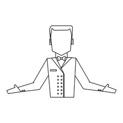 bellboy in uniform icon image vector illustration design  single black line