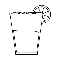 cocktail in garnished glass icon image vector illustration design  single black line