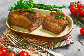 Homemade roast baked meat beef.