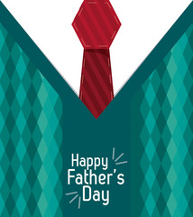 happy fathers day. greeting card lettering over sweater and tie vector illustration