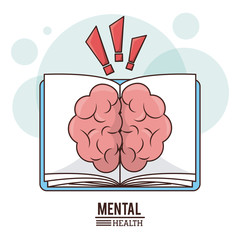 mental health. brain book knowledge development image vector illustration
