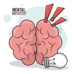 mental health, human brain idea exclamation mark design vector illustration