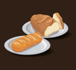 bread bakery product food organic. fresh bread concept design vector illustration