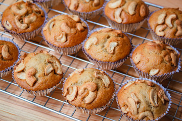 Banana cupcake freshly baked.