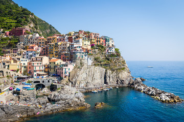 Manarola in Cinque Terre, Italy - July 2016 - The most eye-catching of Cinque Terre towns