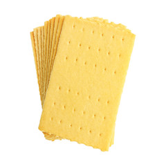 pile of buttered bread isolated on white